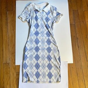 Ultra Flirt Light Blue Argyle Mini Dress